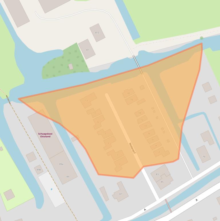 Kaart van postcodegebied 2975AZ.