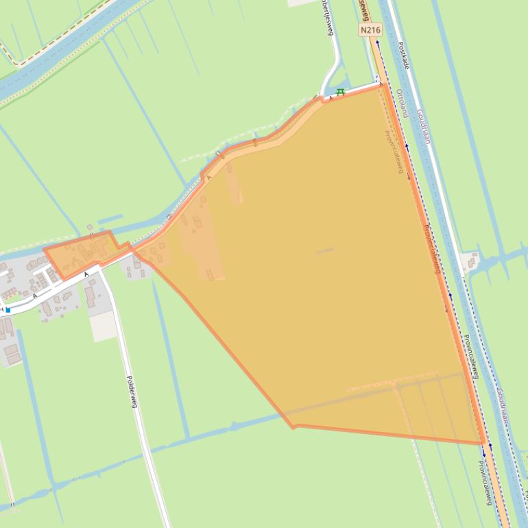 Kaart van postcodegebied 2975BA.