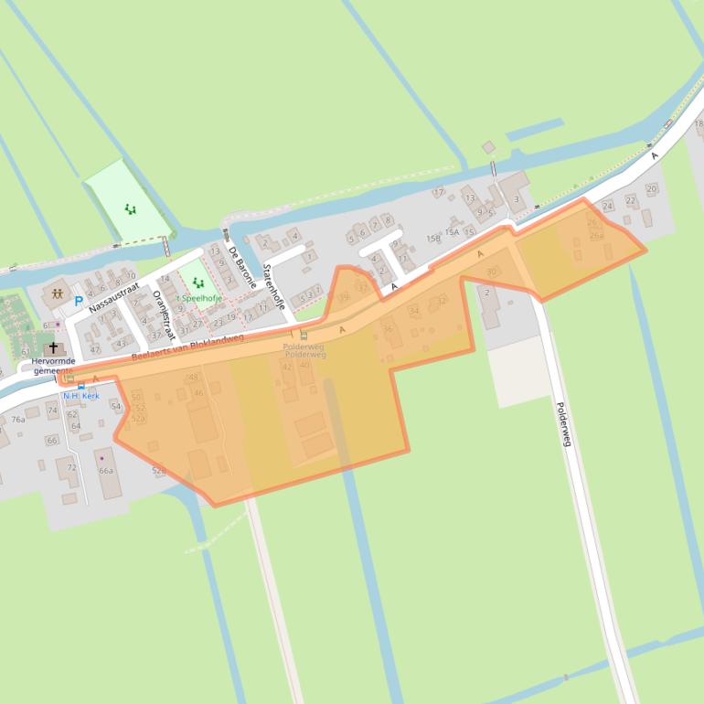 Kaart van postcodegebied 2975BB.