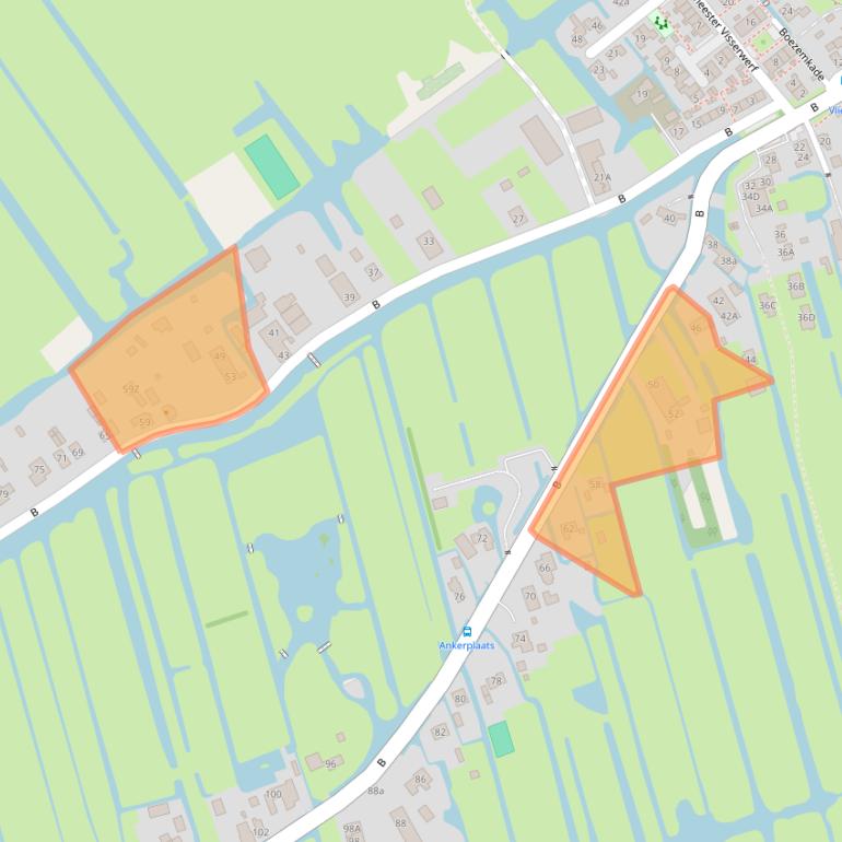 Kaart van postcodegebied 2975BJ.