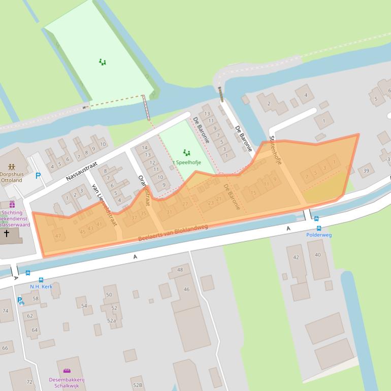 Kaart van postcodegebied 2975BW.