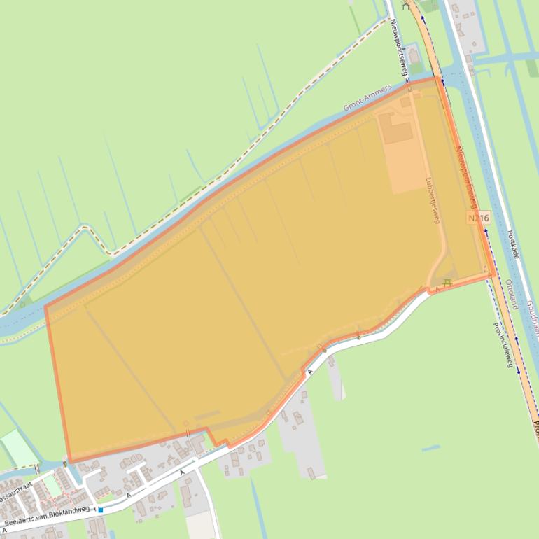 Kaart van postcodegebied 2975BX.