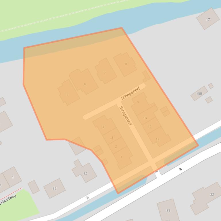 Kaart van postcodegebied 2975CA.