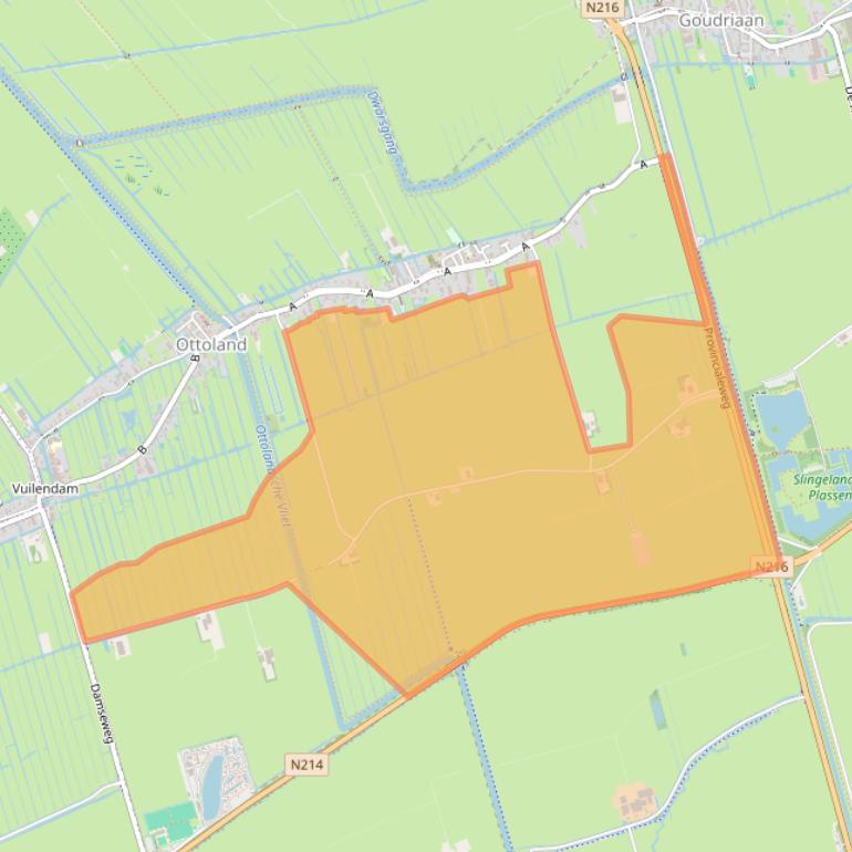 Kaart van postcodegebied 2975LC.