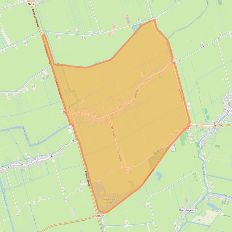 Kaartafbeelding, ingezoomd op postcodegebied 2977.