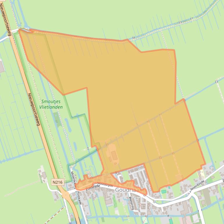 Kaart van postcodegebied 2977AD.