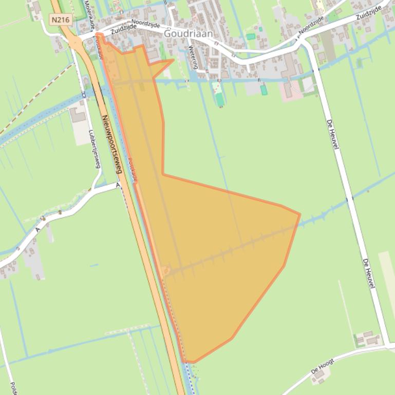 Kaart van postcodegebied 2977AG.