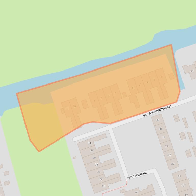 Kaart van postcodegebied 2977AJ.