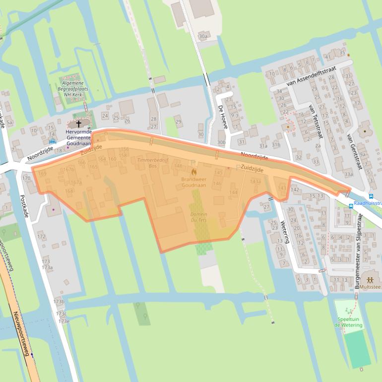 Kaart van postcodegebied 2977AM.