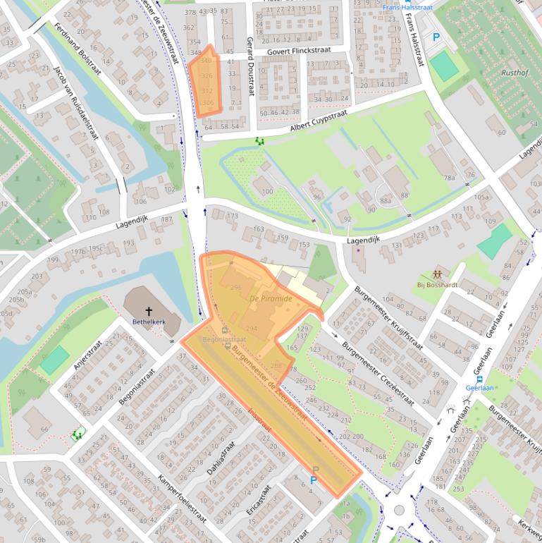 Kaart van postcodegebied 2981AJ.