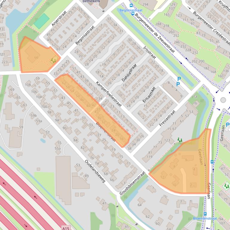 Kaart van postcodegebied 2981BE.