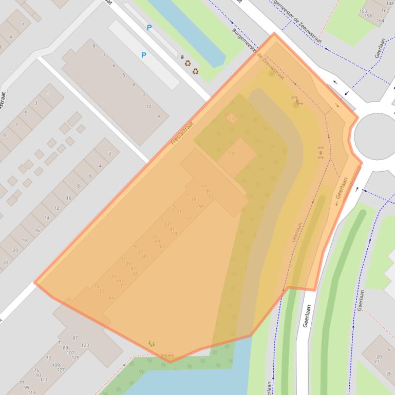 Kaart van postcodegebied 2981BJ.