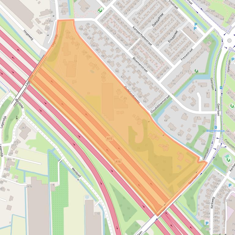 Kaart van postcodegebied 2981BT.