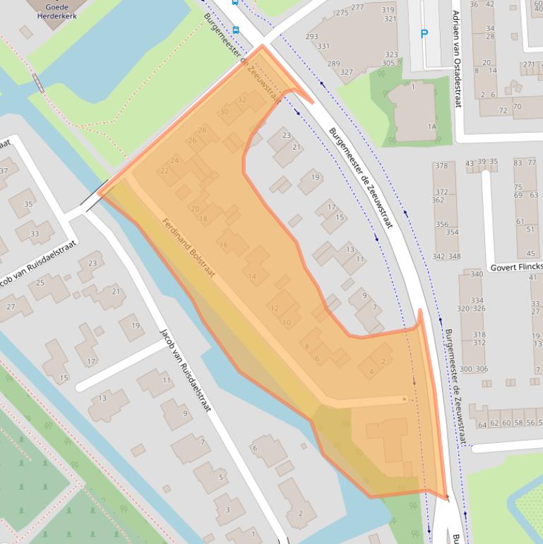 Kaart van postcodegebied 2981CC.