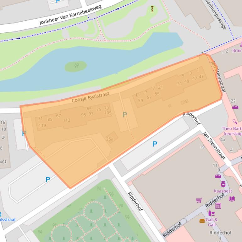 Kaart van postcodegebied 2981CS.