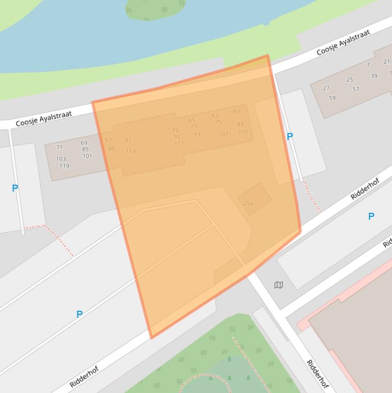 Kaart van postcodegebied 2981CT.