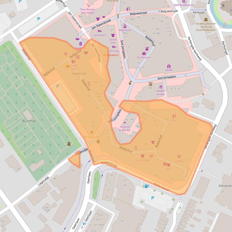 Kaart van postcodegebied 2981ET.