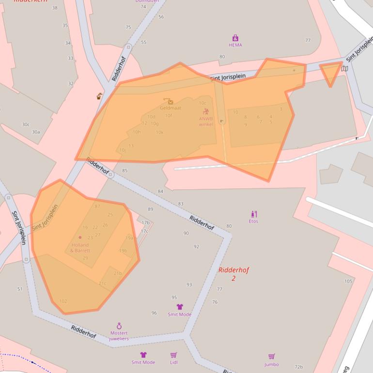 Kaart van postcodegebied 2981GB.