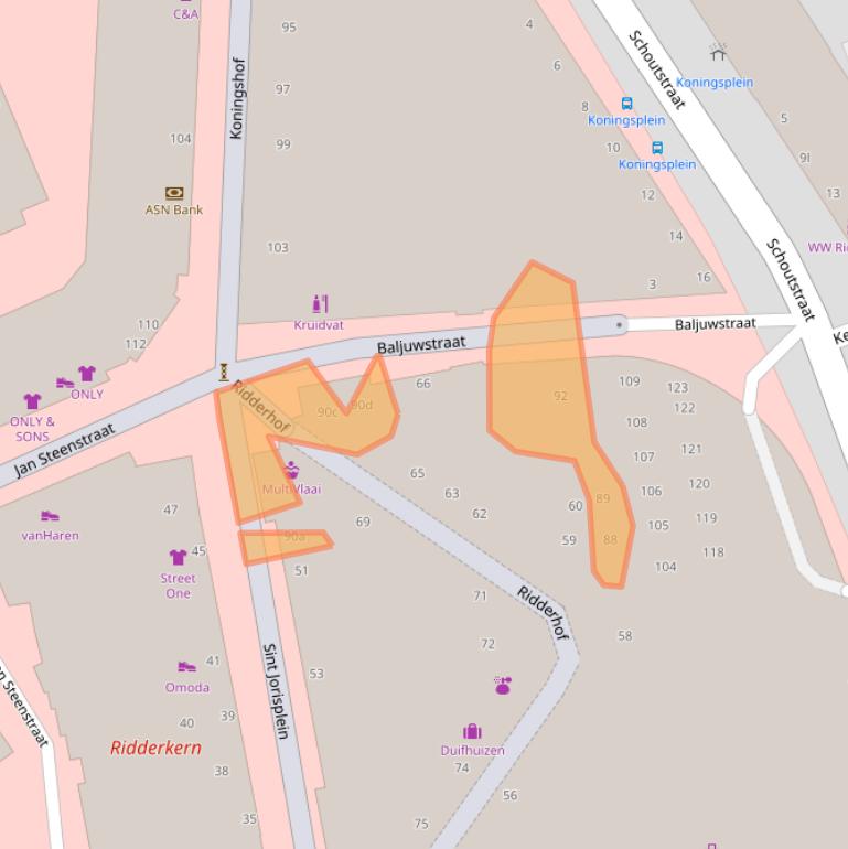 Kaart van postcodegebied 2981GG.