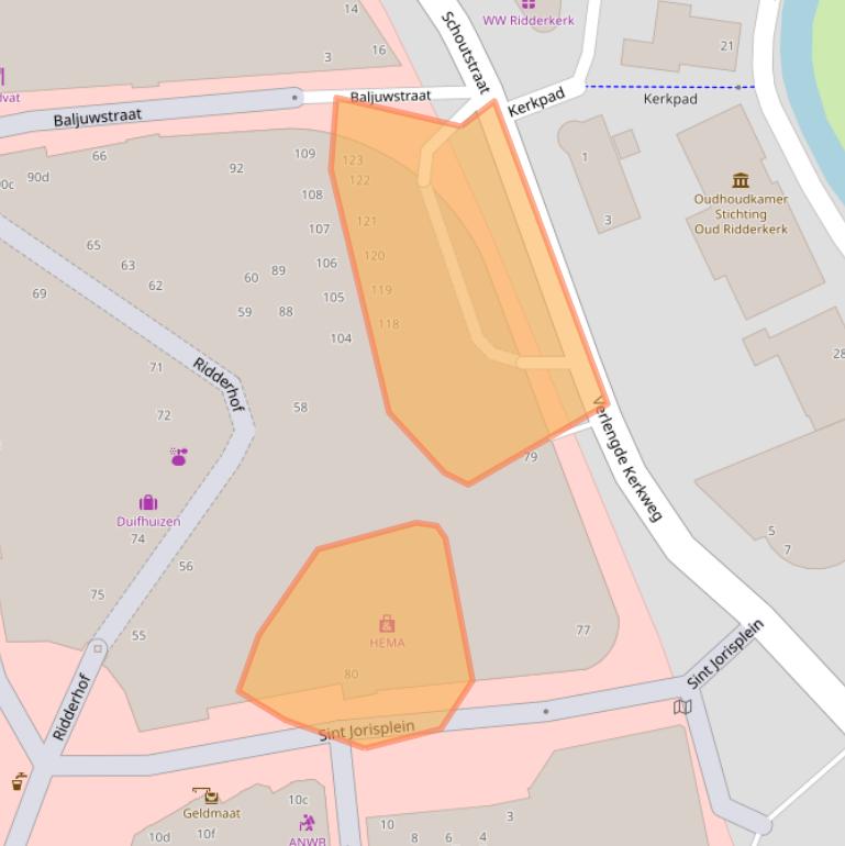 Kaart van postcodegebied 2981GJ.