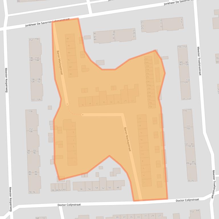 Kaart van postcodegebied 2982AA.