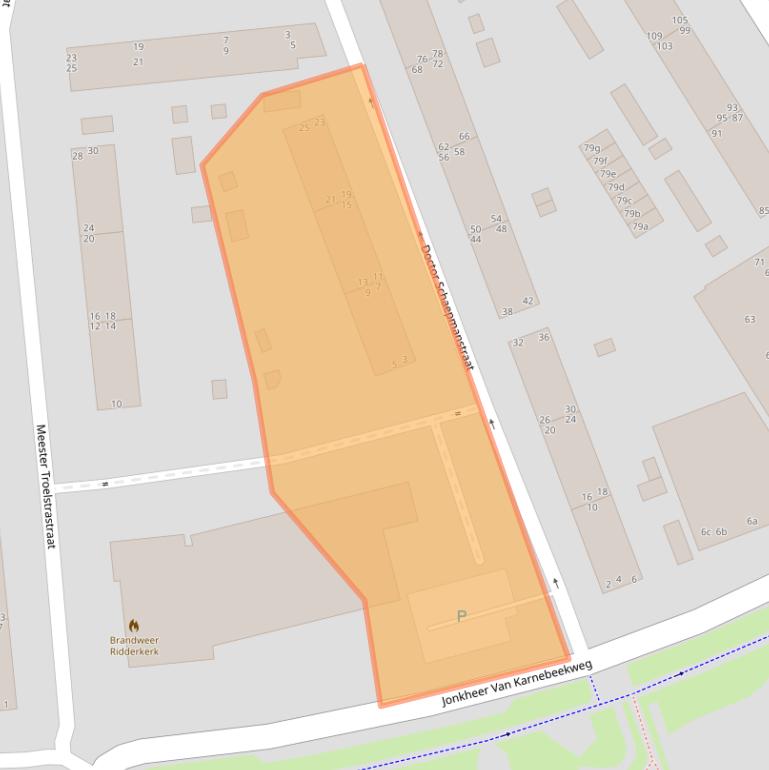 Kaart van postcodegebied 2982AD.