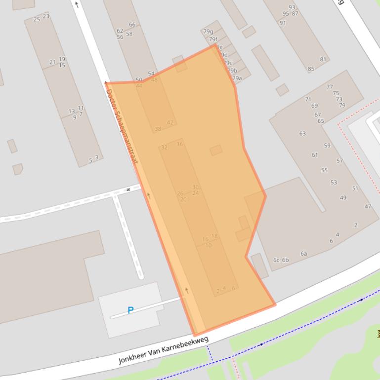 Kaart van postcodegebied 2982AE.