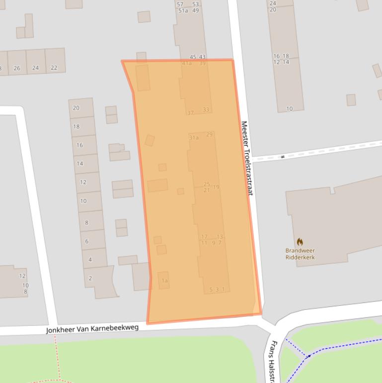 Kaart van postcodegebied 2982AS.