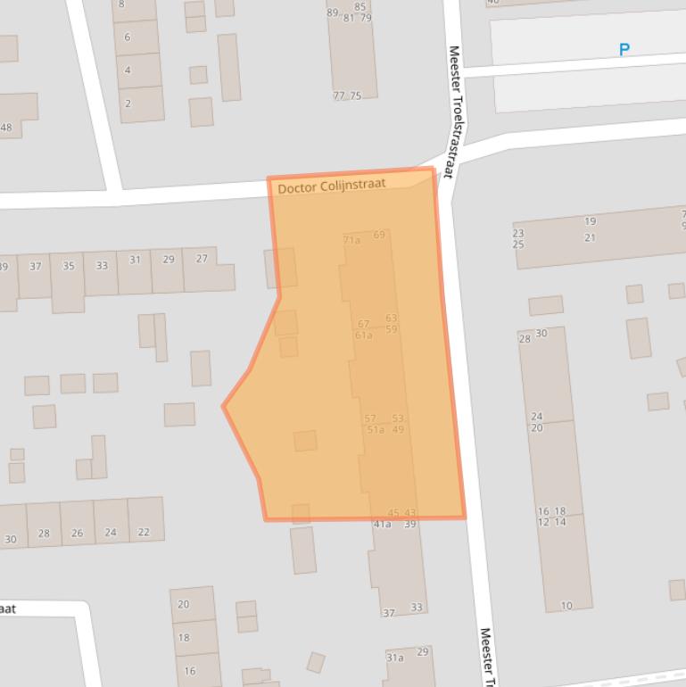 Kaart van postcodegebied 2982AT.