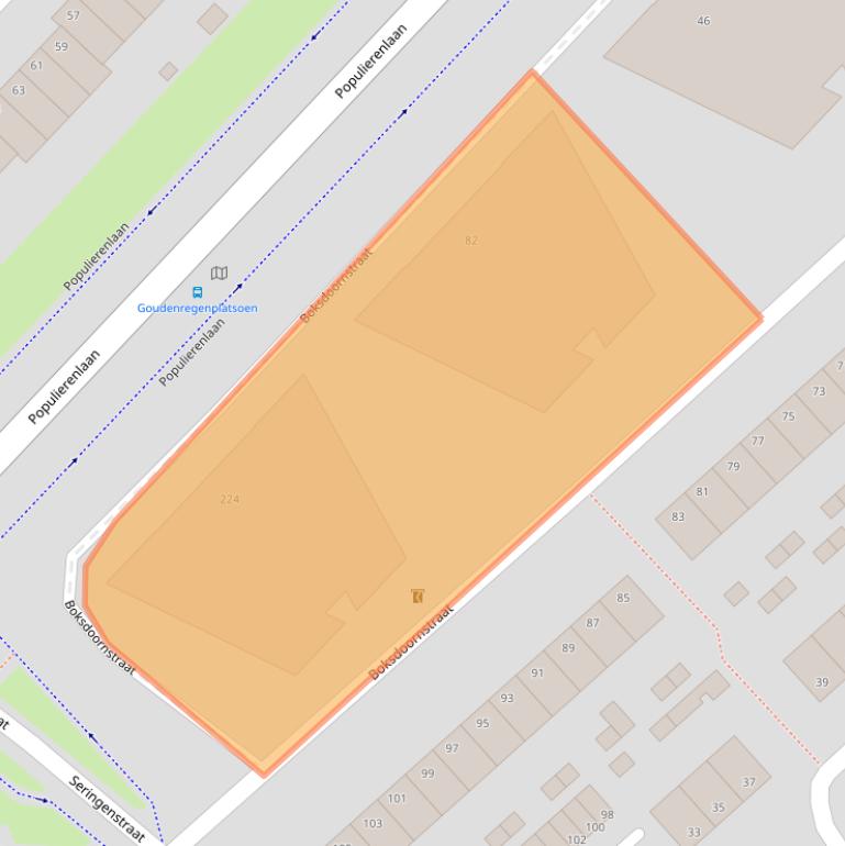 Kaart van postcodegebied 2982BD.