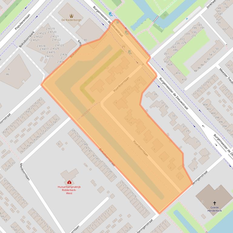 Kaart van postcodegebied 2982BZ.