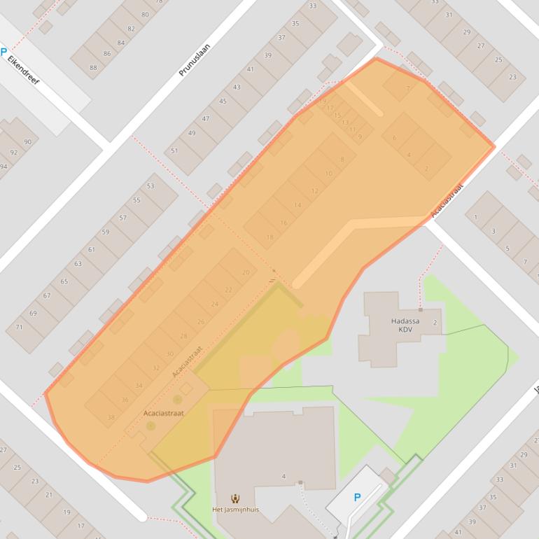 Kaart van postcodegebied 2982CA.