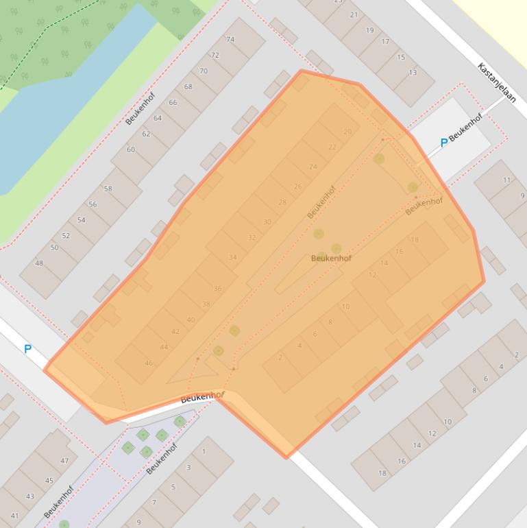 Kaart van postcodegebied 2982CD.