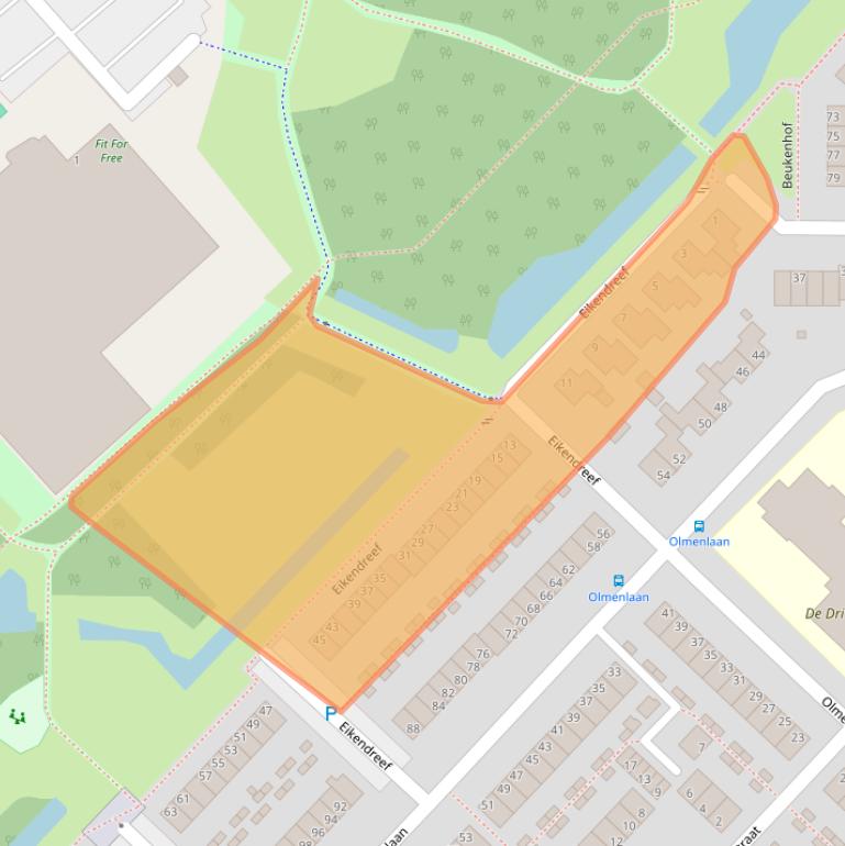 Kaart van postcodegebied 2982CH.