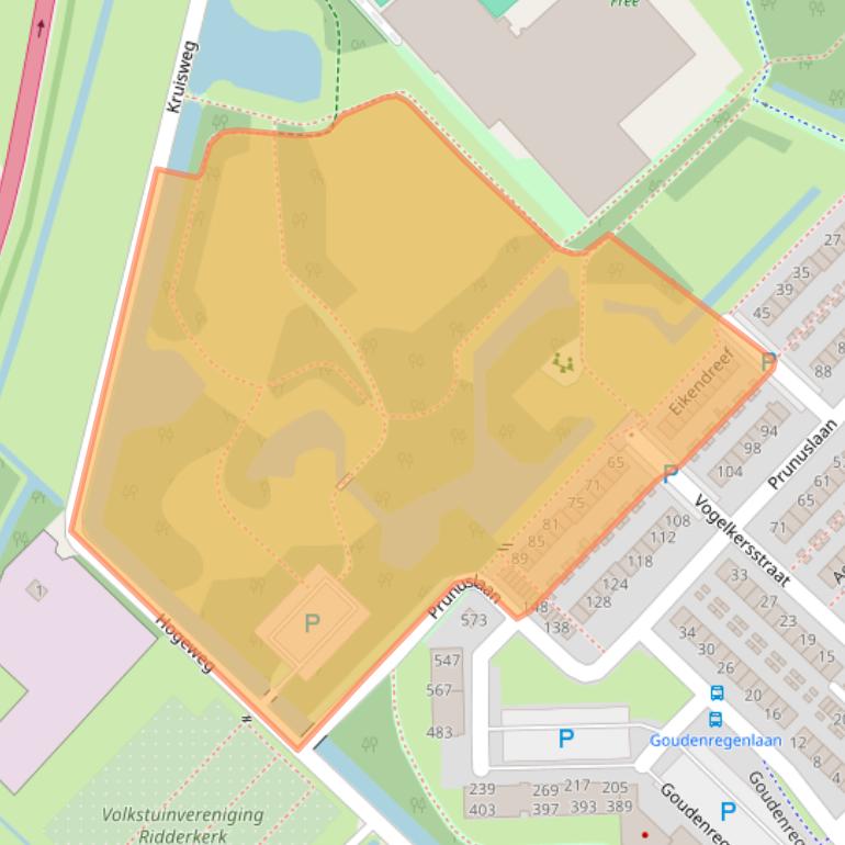 Kaart van postcodegebied 2982CJ.