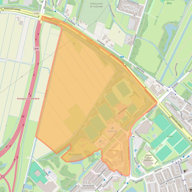 Kaart van postcodegebied 2982CM.