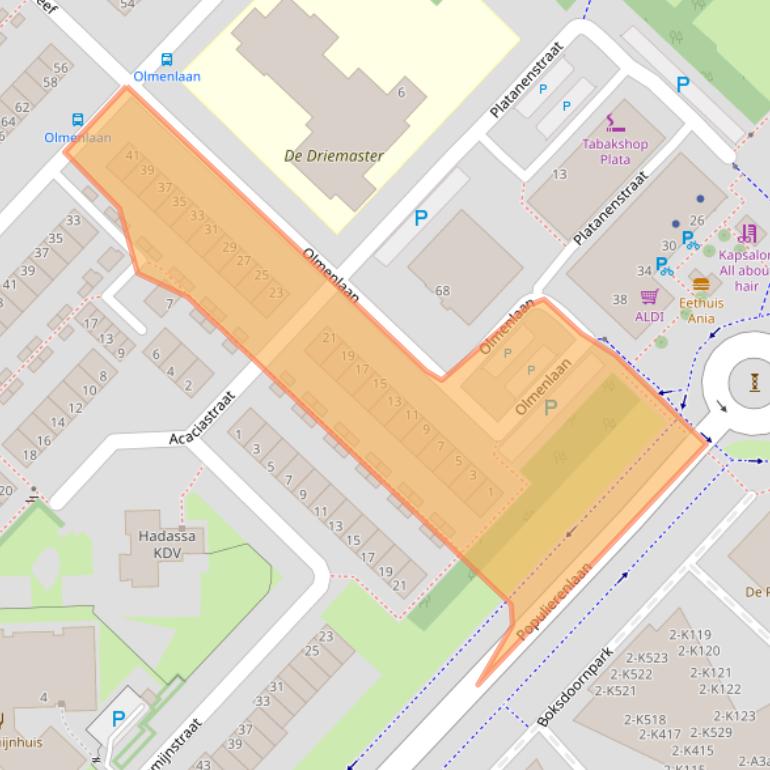 Kaart van postcodegebied 2982CN.