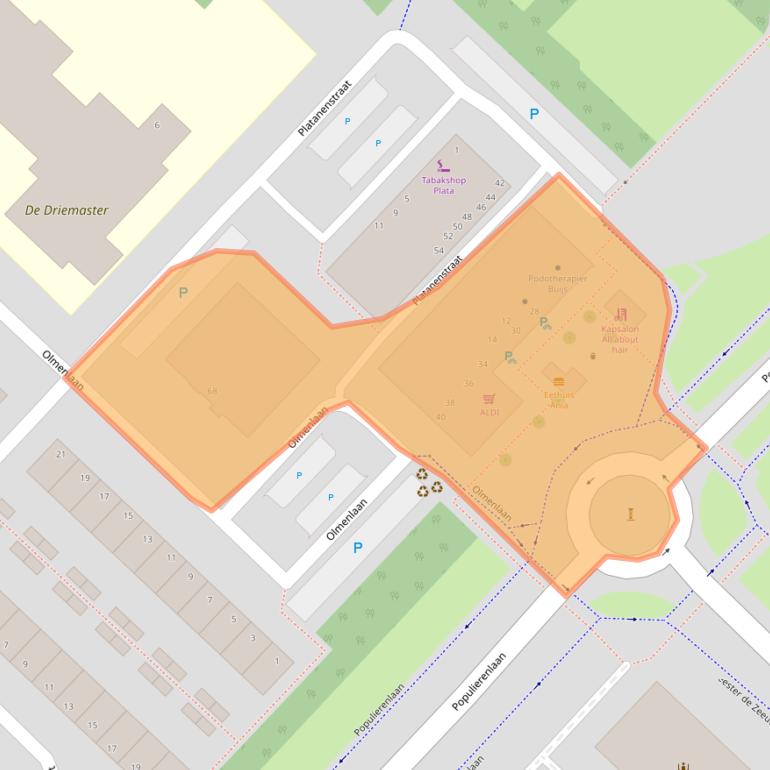 Kaart van postcodegebied 2982CP.