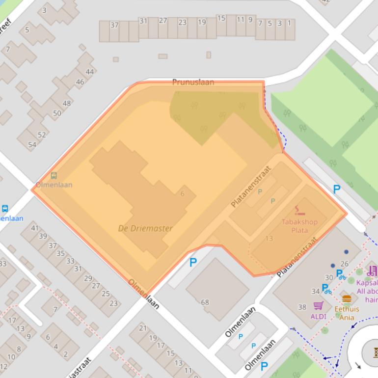 Kaart van postcodegebied 2982CR.