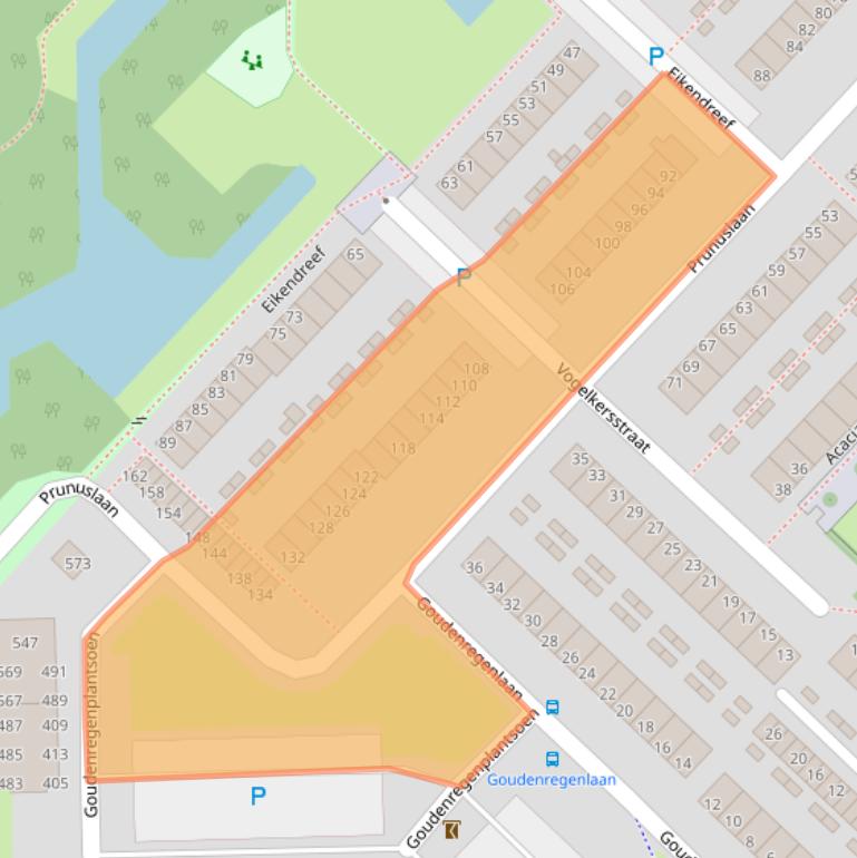 Kaart van postcodegebied 2982CW.