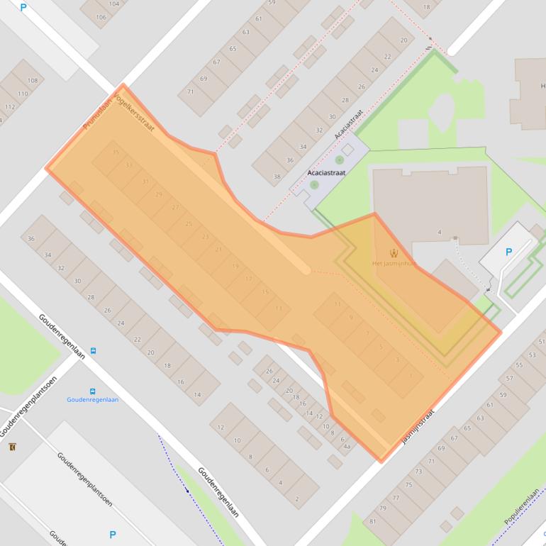 Kaart van postcodegebied 2982CX.