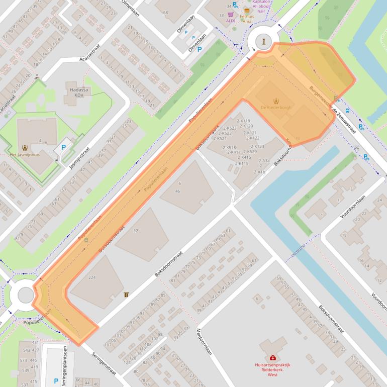 Kaart van postcodegebied 2982CZ.