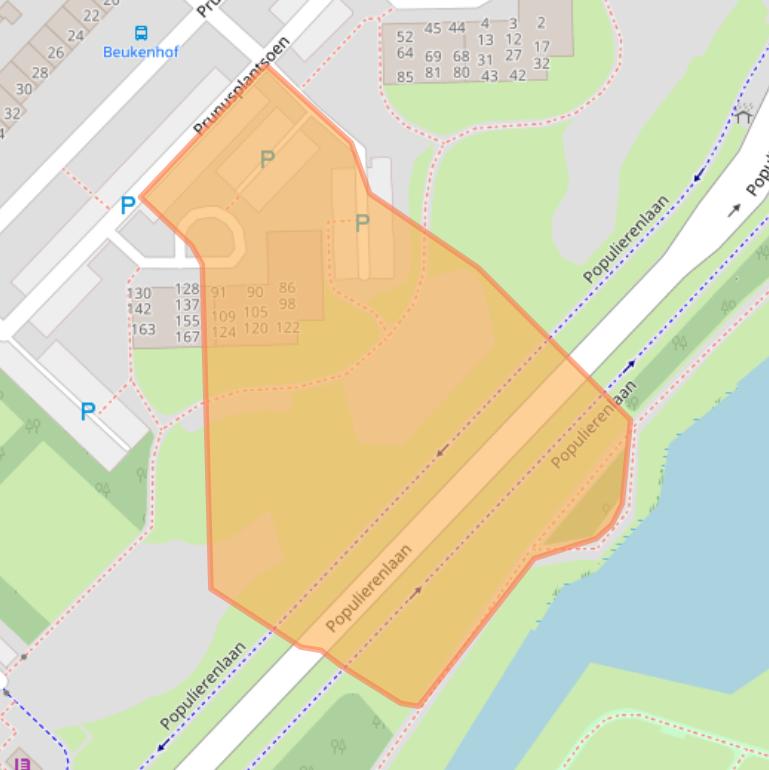 Kaart van postcodegebied 2982NC.