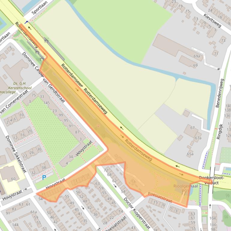 Kaart van postcodegebied 2982PC.