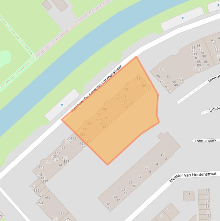 Kaart van postcodegebied 2982RB.