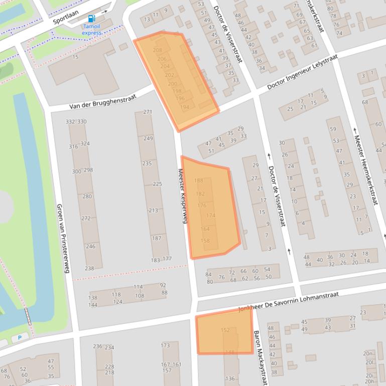 Kaart van postcodegebied 2982RT.