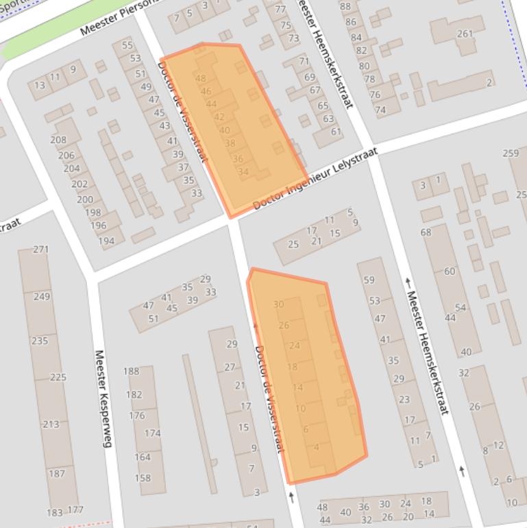 Kaart van postcodegebied 2982SC.