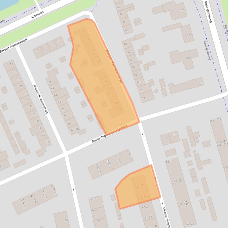 Kaart van postcodegebied 2982SH.