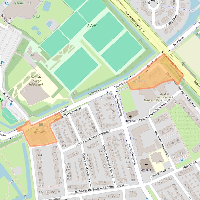 Kaart van postcodegebied 2982SM.