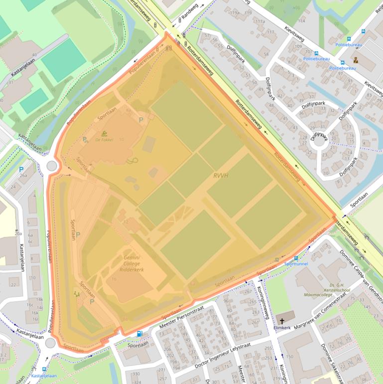 Kaart van postcodegebied 2982SN.